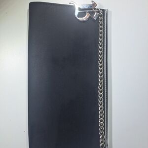 Paco Rabanne Black Clutch with Silver Chain